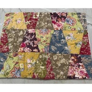 LinenSource Vintage Quilted Patchwork Floral Standard Pillow Sham 100% Cotton